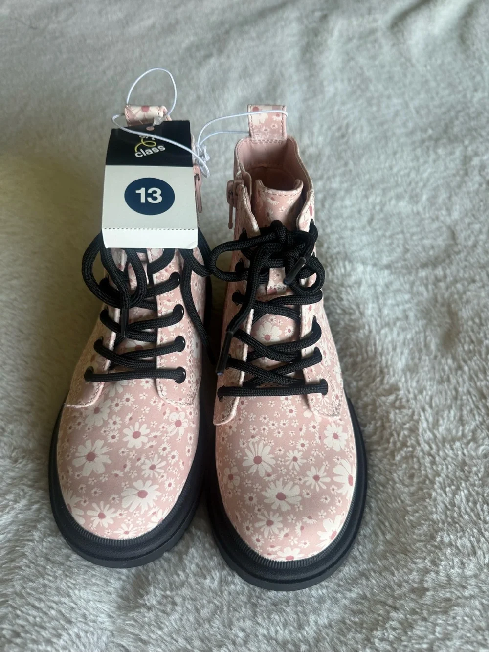 New!!! Kayden Pink Floral Lace-Up Combat Boots